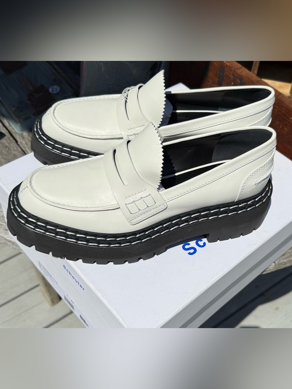 Proenza Schouler Lug Sole Loafers Natural Ecru Leather Men’s Size 42 NIB